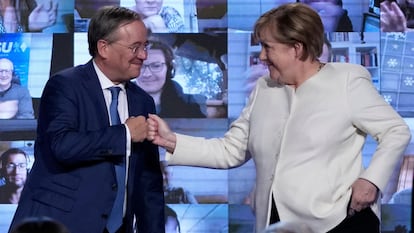 Angela Merkel y Armin Laschet, su sucesor en la CDU y candidato para las elecciones