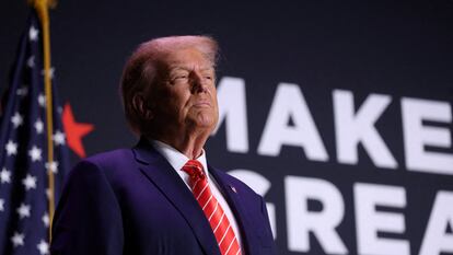 Former U.S. President Donald Trump attends a campaign rally in Sioux City, Iowa, U.S. October 29, 2023.