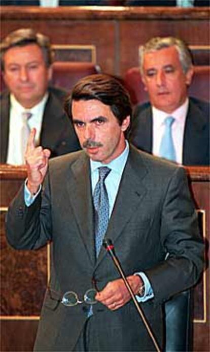 José María Aznar, en un debate de control al Gobierno.