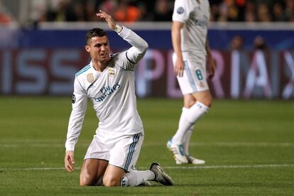 Cristiano Ronaldo se queja en un momento del partido.