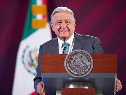 López Obrador durante la conferencia matutina, el 23 de marzo.