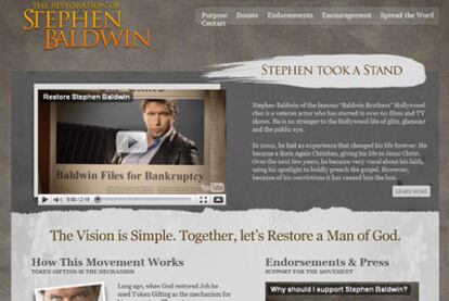 Portada de la web que busca "rehabilitar" al actor estadounidense Stephen Baldwin.