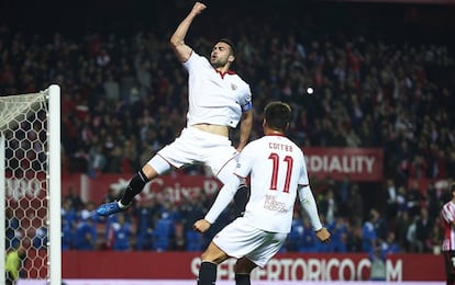 Iborra celebra su gol al Athletic. 