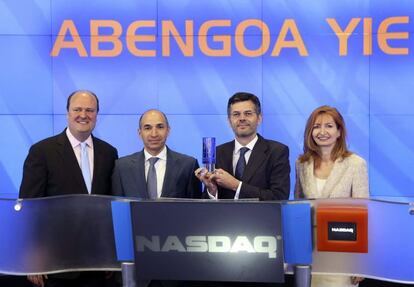 C&uacute;pula de Abengoa en el debut en el Nasdaq de Abengoa Yield (ahora Atlantica Yield) en junio de 2014.