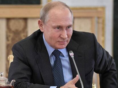 El presidente ruso, Vladimir Putin, hoy en San Petersburgo.