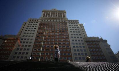 El edificio Espa&ntilde;a, en la plaza hom&oacute;nima de Madrid. 