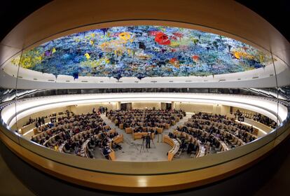 Vista general del Consejo de Derechos Humanos de Naciones Unidas durante la comisión de investigación de Siria en Ginebra (Suiza).