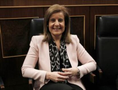 Fátima Báñez, a su llegada al hemiciclo del Congreso.