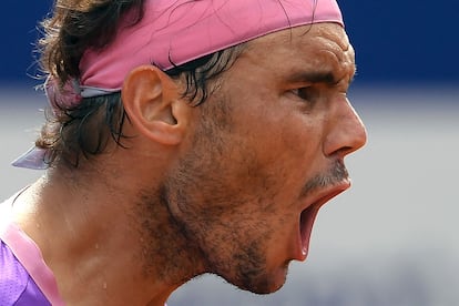 Rafa Nadal durante la final del Conde de Godó este domingo en Barcelona.