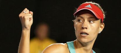 Kerber celebra un punto durante la final contra Serena.