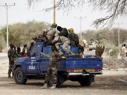 Soldados chadianos en la localidad nigeriana de Damasak, el pasado 24 de marzo.