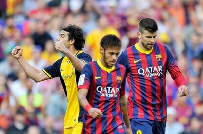 Thiago celebra la victoria ante Neymar y Piqué