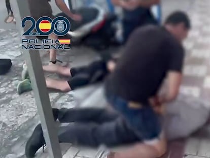 Agentes de policía nacional detienen al sospechoso en las calles de Cártama.