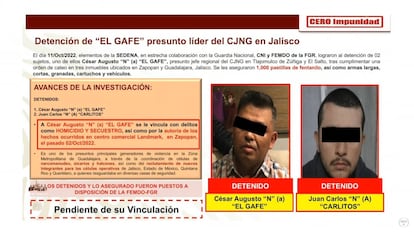 Ficha de la detención de César Augusto "N", alias 'El Gafe'