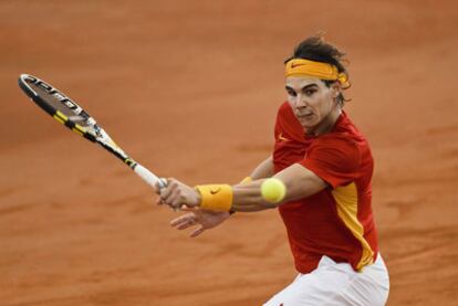 Nadal, durante su partido ante Mónaco el pasado viernes.