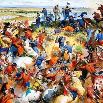 Ilustración de la batalla de Little Big Horn.
