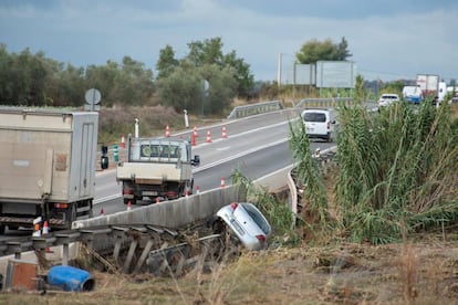 The town of Arbeca (Lleida) has been badly hit by the torrential rains.