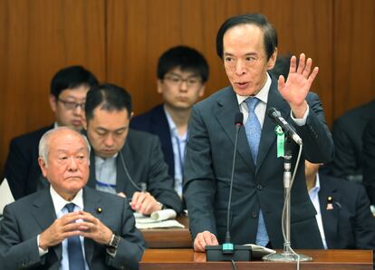 El gobernador del Banco de Japón, Kazuo Ueda, en su intervención ante el Parlamento en Tokio.