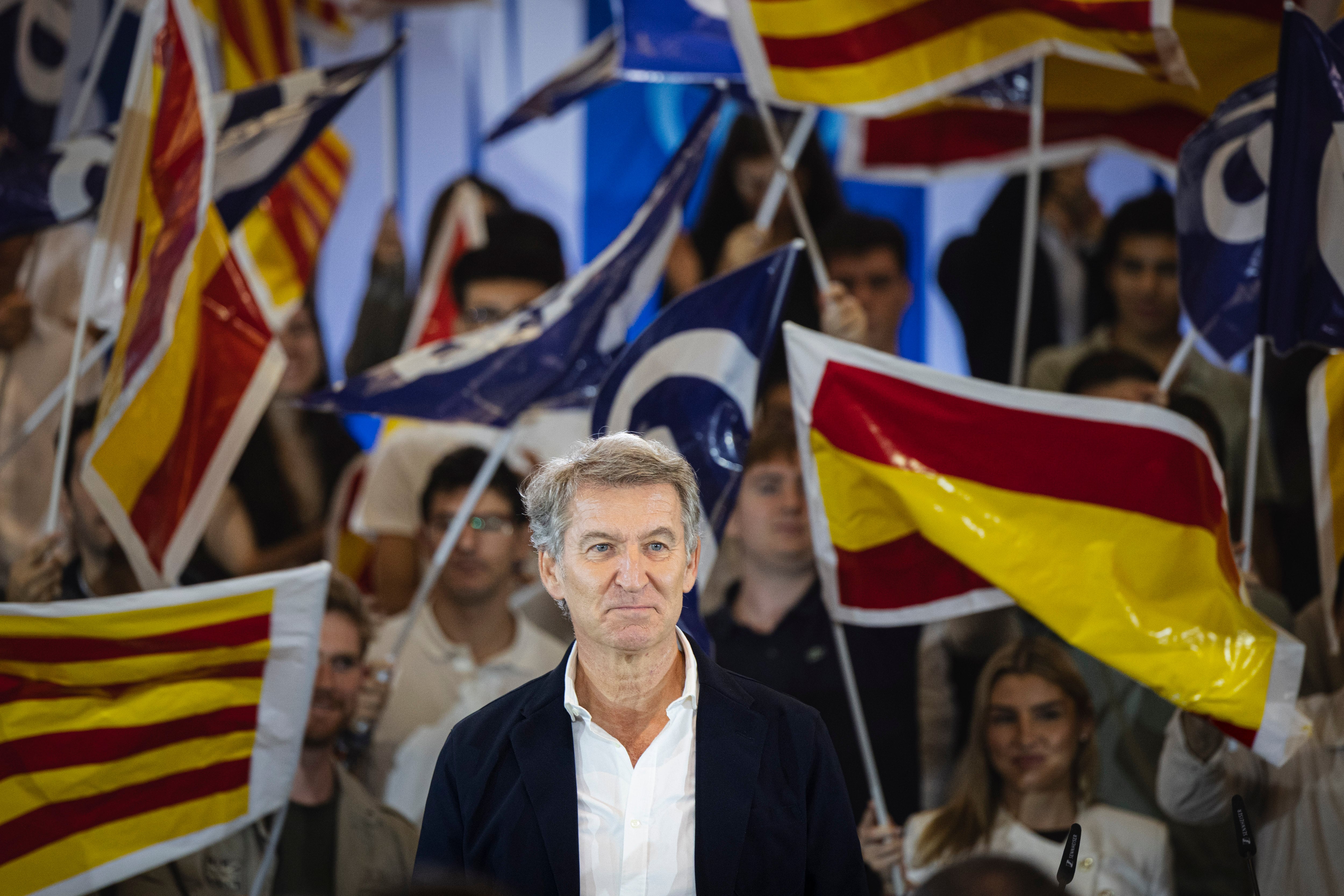 Alberto Núñez Feijóo, este domingo en el Palau de Congresos de Barcelona.