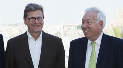Guido Westerwell y Jose Manuel Garcia-Margallo, los ministros de Exteriores de Alemania y España respectivamente, hoy en Palma