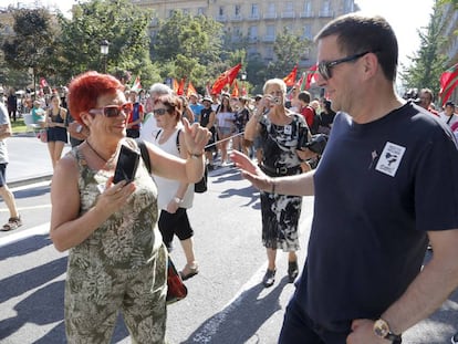 Otegi, el sábado, en la manifestación de Sortu en San Sebastián.