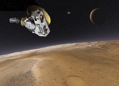 Recreación artística de la sonda 'New Horizons' sobre Plutón.
