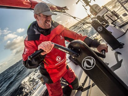 Stu Bannatyne a bordo del Dongfeng durante un entrenamiento.