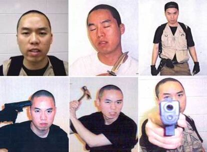 Seis de las fotografías que Cho Seung-hui envió a la cadena de televisión NBC.