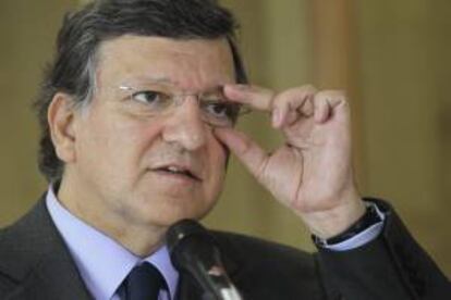 El presidente de la Comisión Europea, José Manuel Durao Barroso durante una rueda de prensa.