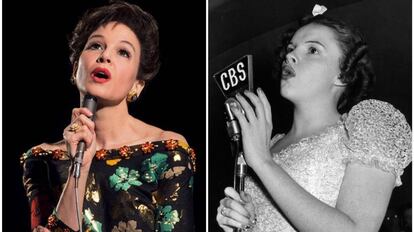 Renée Zellweger es conocida por su habilidad para cambiar su físico para diferentes papeles, pero su última transformación ha sorprendido por el enorme parecido que ha logrado con el personaje que interpreta. La actriz encarna a Judy Garland en una película biográfica de la famosa cantante. Para prepararse para el papel, la ganadora del Oscar tomó lecciones de música, estudió coreografía y leyó sobre la actriz y cantante, que saltó a la fama en 1939 cuando interpretó a Dorothy en ‘El mago de Oz’. La película, para la que aún no hay fecha de estreno, se centra en la vida de Judy Garland, sus adicciones y sus fallidos matrimonios