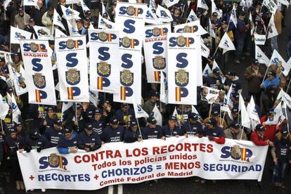 Manifestaci&oacute;n de polic&iacute;as en Madrid.