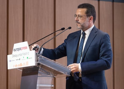 Javier Fernández-Lasquetty, consejero de Economía y Hacienda de la Comunidad de Madrid, durante un desayuno informativo de Europa Press, este martes en Madrid.