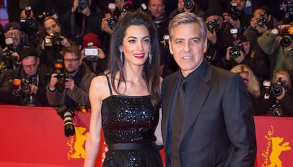 Amal Clooney y George Clooney en el Festival de Cine Berlinale de este año.