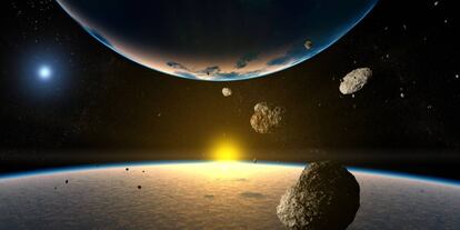 Recreación de planetas habitables en el sistema Alfa Centauri.