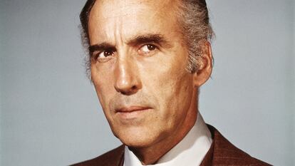 Christopher Lee in a promotional image for 'End of the World' (1977).