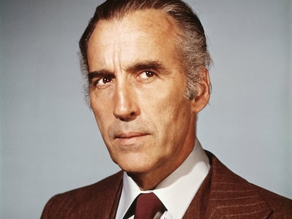 Christopher Lee in a promotional image for 'End of the World' (1977).
