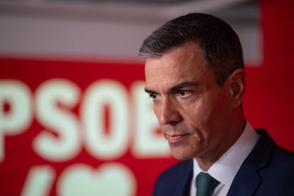 Pedro Sánchez, en la comparecencia en la sede del PSOE el 16 de junio.