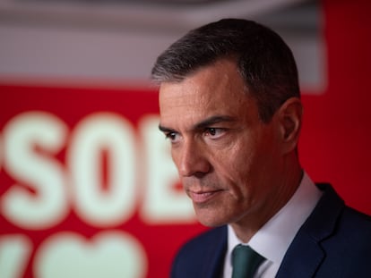 Pedro Sánchez, en la comparecencia en la sede del PSOE el 16 de junio.