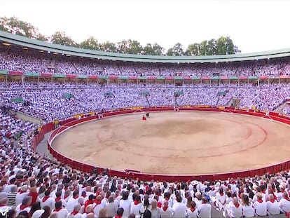 La plaza de Pamplona, en tarde de toros de los Sanfermines de 2023.