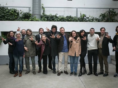 Representantes de entidades de directores, actores, productores y trabajadores de TV, este martes, durante la presentaci&oacute;n del manifiesto.