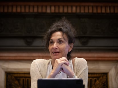 Rosa Cañadas presenta su candidatura como presidenta del Cercle d’Economia este lunes en Barcelona.