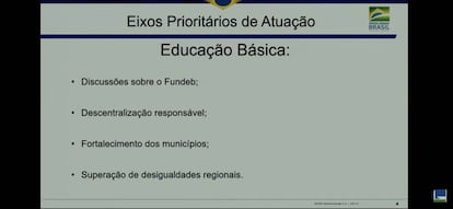 Um dos slides apresentados pelo ministro na audiência desta quarta.