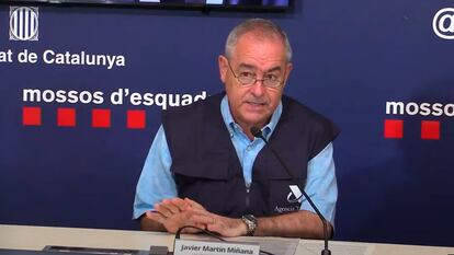 Javier Martin Miñana, subjefe del Servicio de Vigilancia aduanera, en una rueda de prensa conjunta con los Mossos el 19 de julio de 2024/ YOUTUBE Mossos. 