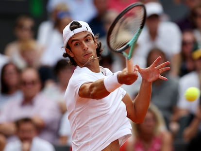 Musetti, durante la final del ATP 500 de Hamburgo ante Alcaraz.