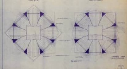 Planos de Miguel Fisac para la torre estrellada de los laboratorios Jorba.