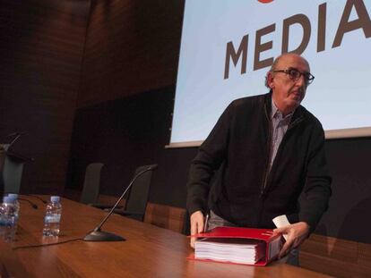 Jaume Roures, en una conferencia de prensa en Barcelona. 