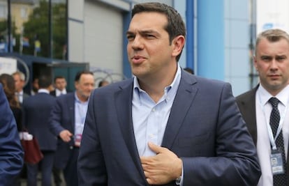 El primer ministro griego, Alexis Tsipras, este jueves en Rusia. G