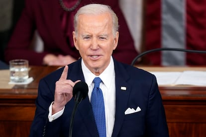 President Joe Biden delivers the State of the Union address to a joint session of Congress at the US Capitol.