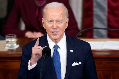 President Joe Biden delivers the State of the Union address to a joint session of Congress at the US Capitol.