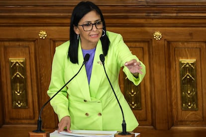 Delcy Rodríguez en el Palacio Federal Legislativo, Caracas, este jueves.